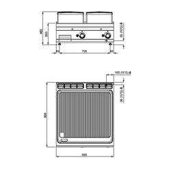 Plaque de cuisson à gaz - 20 kW - rainurée