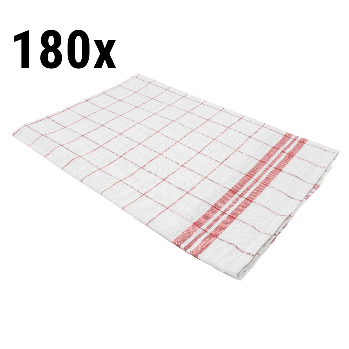 (180 pcs) Essuie-verres en Lin & coton Spécial verres/anti-traces - 65x65cm - Rouge / Blanc