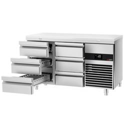 Mostrador refrigerado PREMIUM - 1400x700mm - 6 cajones - plato de corte incluido - GN 1/1 - refrigeración ventilada