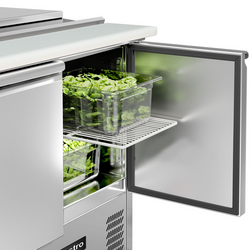 Saladette ECO - 903mm - 2 deuren - met invoer voor 2x GN 1/1 & 3x GN 1/6 & Roestvrijstalen deksel