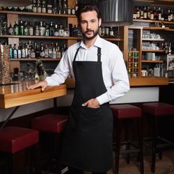 (6 pieces) KARLOWSKY | Basic Chef Bib Apron with Pocket – Black - 750×900 mm - 2-Section Pocket