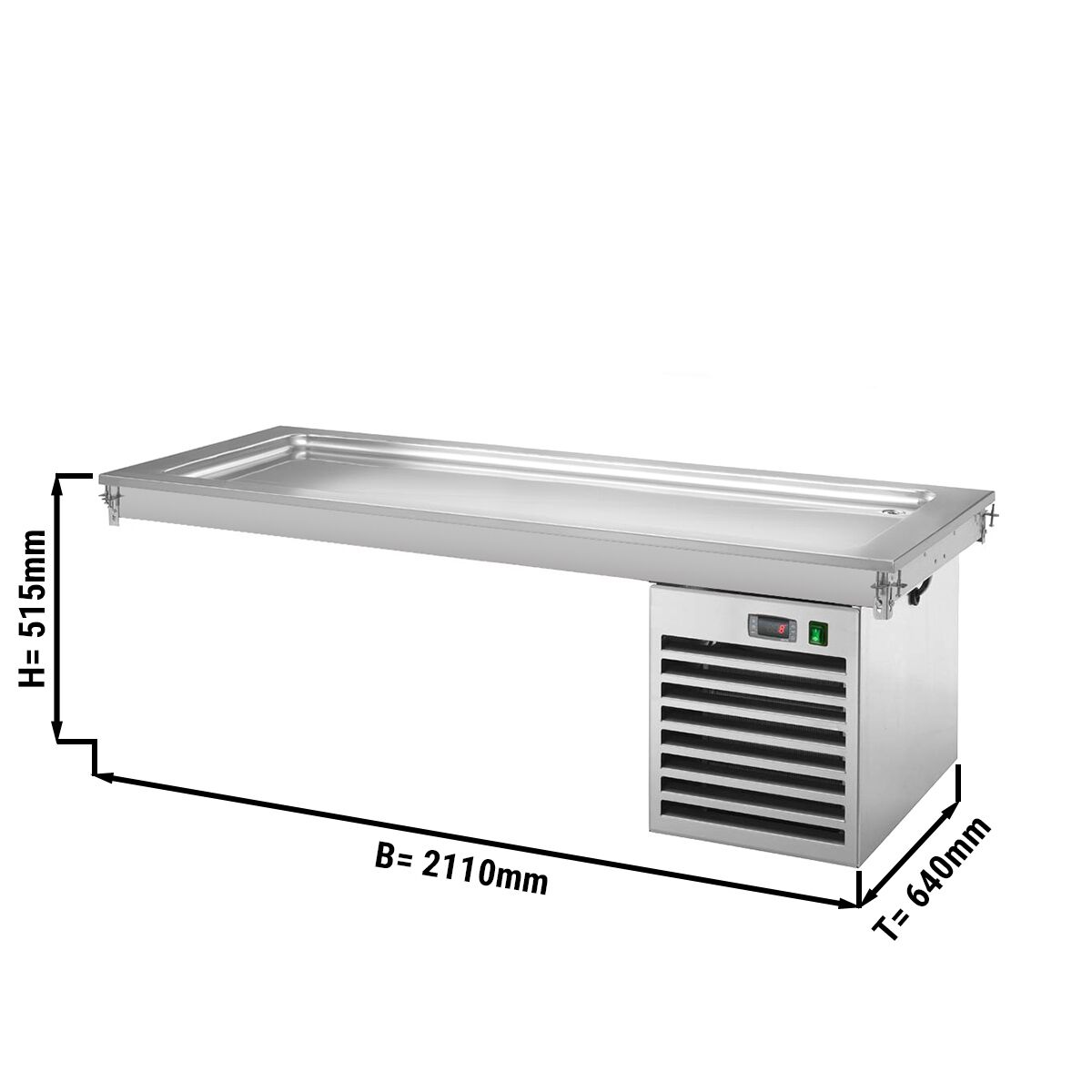 Plaque réfrigérée encastrable – 2100 mm – +2 à +8 °C – 6x GN 1/1 – 700 W