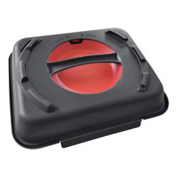 (20 pieces) Lunch boxes - 600 ml - Divided - Anthracite grey / Red