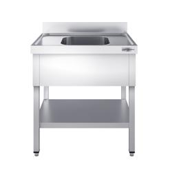 Stół zlewozmywakowy PREMIUM - 800x600mm - z dolną półką i 1 zlewem