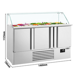 Saladette Premium PLUS - 1460mm - 3 deuren - met glazen opzetstuk voor 9x GN 1/3 & 6x 1/6 GN