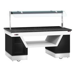 Buffet gekoeld BELFAST - 2000mm - met gekoelde plaat & zwenkwielen - zwart