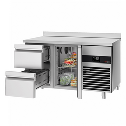 Koelwerkbank PREMIUM - 1400x700mm - met 1 deur & 2 laden & met achterwand