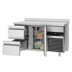 Masă frigorifică PREMIUM - 1400x700 mm - 281 L - cu 1 uși - cu 2 sertare - bordură - blat lucru