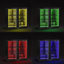 Banco Frigo Bar - 900mm - 220Litri - con 2 porte in vetro a battente - Esterno e interno nero