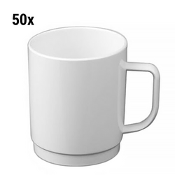 Cană din policarbonat pentru cafea şi lapte, albă - 250 ml - 50 bucăți