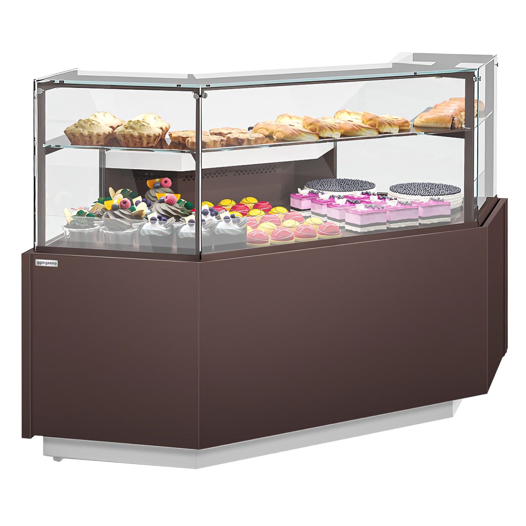 Comptoir vitrine réfrigérée RIGA - 1365x990mm - +4/+8°C - 2 étagères - Éclairage LED