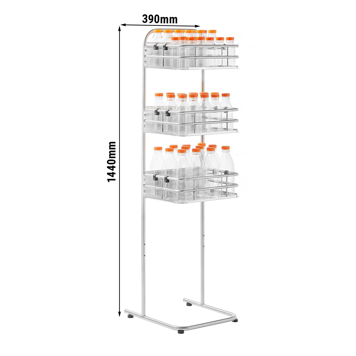 Étagère pour bouteilles et verres - Acier inoxydable - sur pied - 390x310x1440mm