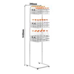 Freestanding Bottle & Glass Rack for Orange Juicer - Stainless Steel - 390x310x1440mm - with 3 baskets