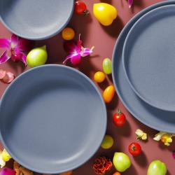 (6 Pièces) SANDY LOAM - Assiette - Plate - Ø 220 mm - Bleu