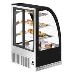 Expositores refrigerados  – Bolos e sobremesas 0,9 m - 3 prateleiras - vidro frontal redondo (LED)