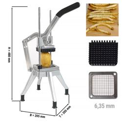 Pommes frites-skärare – manuell - Skärstorlek: 6,35 mm - Rostfritt stål