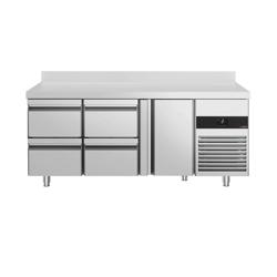 Kühltisch PREMIUM - 1865x700mm - mit 1 Tür - 4 Schubladen - mit Aufkantung