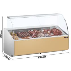 Soğuk Teşhir Dolabı - 2506x979mm - 4 kapılı - düz camlı panorama ön cam - dijital termostat - ön panel bej