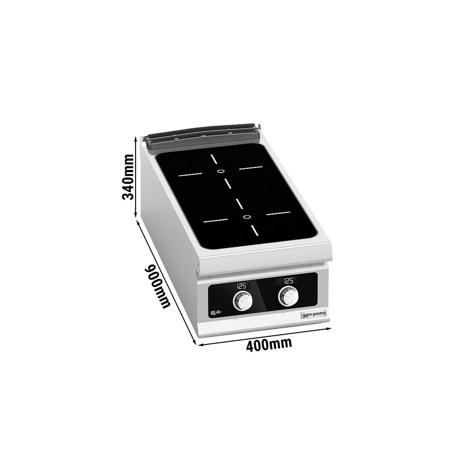 Réchaud vitrocéramique à poser - 8kW - 2 foyers infrarouges - avec commandes Bflex Digital