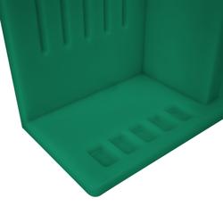 Support pour couteaux - Pour 5 couteaux et 2 aiguiseurs - Polyéthylène - 301x505x204mm - Vert