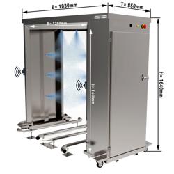 Tunelski sustav za dezinfekciju kolica za kupovinu - 50 W - inox - 36 l - s kotačima - 1830x850x1640 mm