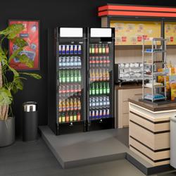	(2 pieces) Beverage refrigerator - 690 liters - with 2 glass doors & advertising display