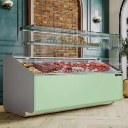 Banco gastronomia professionale - 1881x979mm - Vetro dritto - Pannello frontale Hellgrün - 387 L