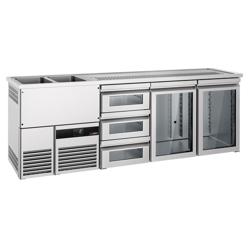 Barkoelkast PREMIUM - 2500x700mm - 2 glazen deuren & 3 laden