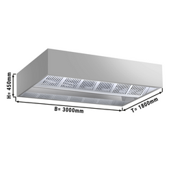 Indukciós mennyezeti motorháztető - 3,0m - szűrővel és LED lámpával