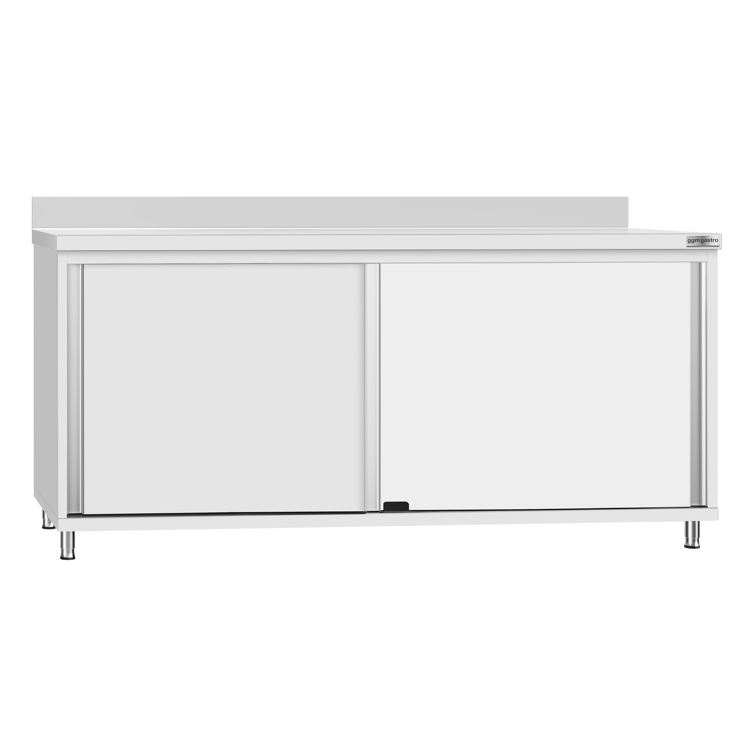 Table armoire en acier inoxydable ECO - 1800x700mm - avec portes coulissantes - avec dosseret