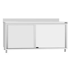 Armário baixo em aço inox FLEX ECO - 1800x600mm - com portas de correr & rebordo posterior