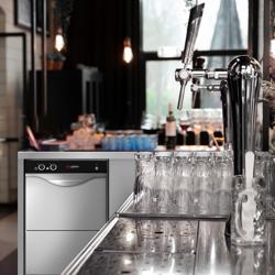 Dubbelwandige mini glazenspoelmachine - Handmatig - 2,77 kW - met glansspoelmiddelpomp