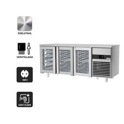 Koelwerkbank PREMIUM - 1860x700mm - met 3 glazen deuren