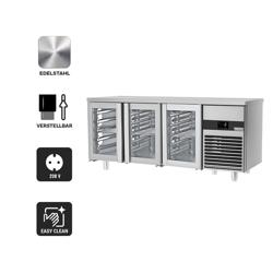 Tavolo refrigerato PREMIUM - 1860x700 mm - con 3 porte in vetro