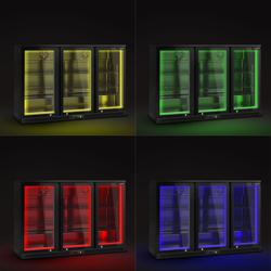 Refrigerador de bar - 1330mm - 320 Litros - Iluminación LED y 3 Puertas con Bisagras - Exterior e Interior NEGRO