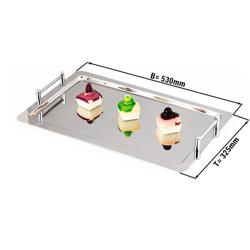 (4 pcs) Serving Tray - Stainless Steel - 530x325mm - Height: 70mm - polished