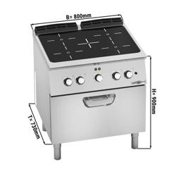 Keramische kookplaat - PAOLO 700 - 800x730mm - 12,8 kW - 4 kookzones - incl. elektrische heteluchtoven - 4,7 kW