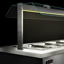 Heated Buffet Trolley DANZIG - 1900mm - for 5x GN 1/1 - Mobile - with Gantry - with Sneeze Screen