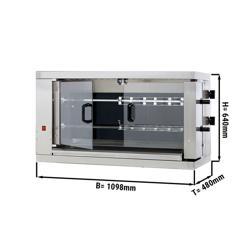 Girapolli professionale – grill per polli elettrico - Vetroceramica - 9,6kW - con 2 spiedi - capacità fino a 12 polli