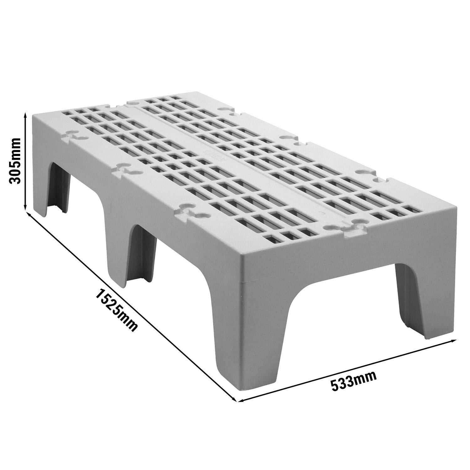 CAMBRO | S Series Heavy-Duty Dunnage Rack – Slotted Surface – 1525×533×300 mm – Grey Speckled