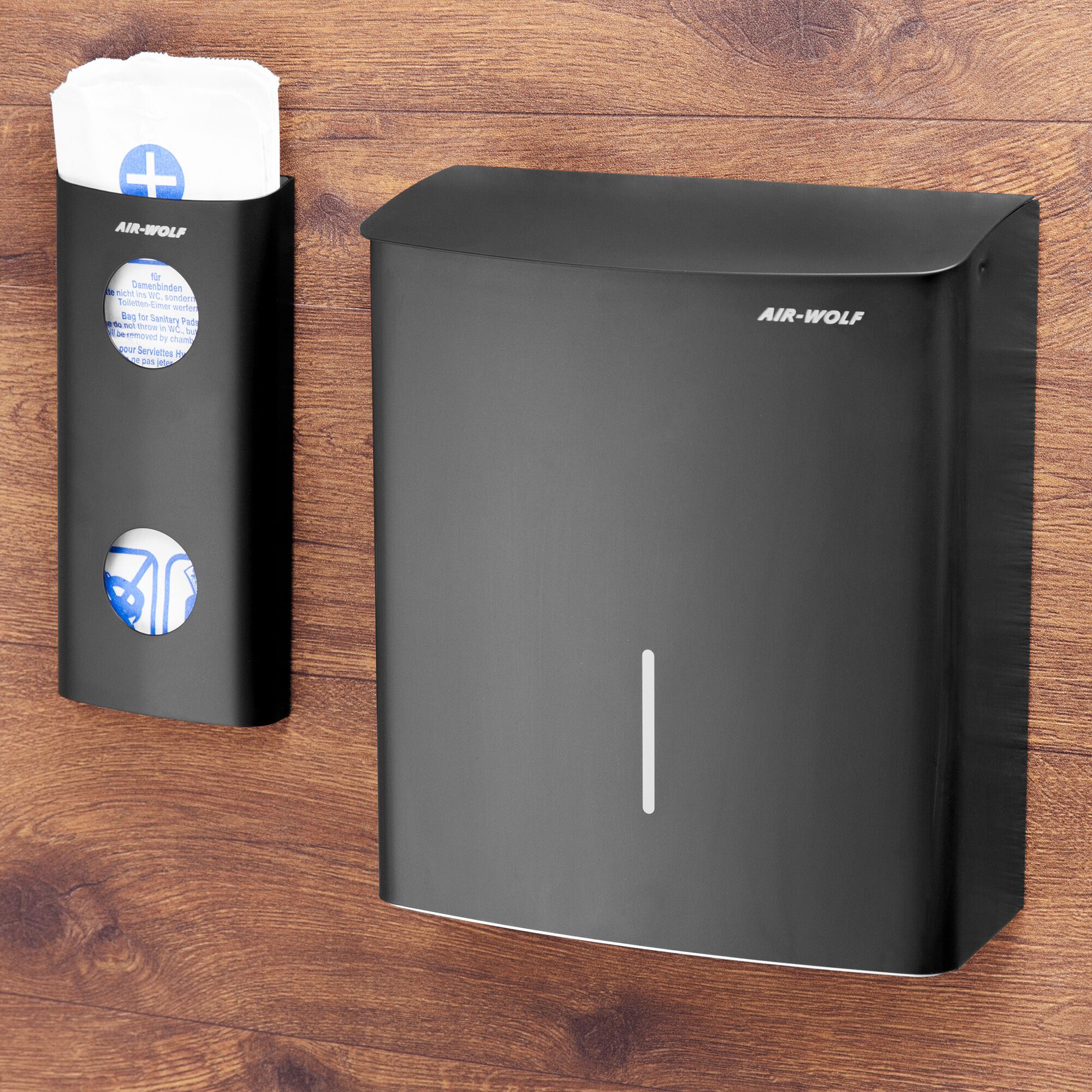 AIR-WOLF | Poubelle hygiénique – 10 L – inox noir mat