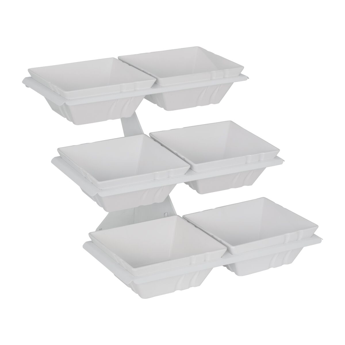 Présentoir buffet / étagère - blanc - incl. 6 bols en mélamine - rectangulaires