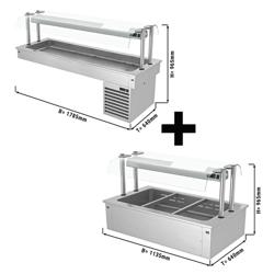 Upotettava vesihaude - 1135 mm - 2,59 kW - 3x GN 1/1 tai 5x GN 1/1 - suojalasi - sis. jäähdytysallas