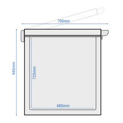 Vrieskist - 1504x695mm - 466 liter - RVS deksel - incl. scheidingswand