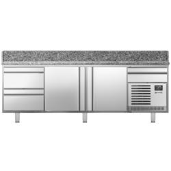 Pizzawerkbank PREMIUM PLUS - 3305x800mm - granieten werkblad - met 3 deuren & 3 laden
