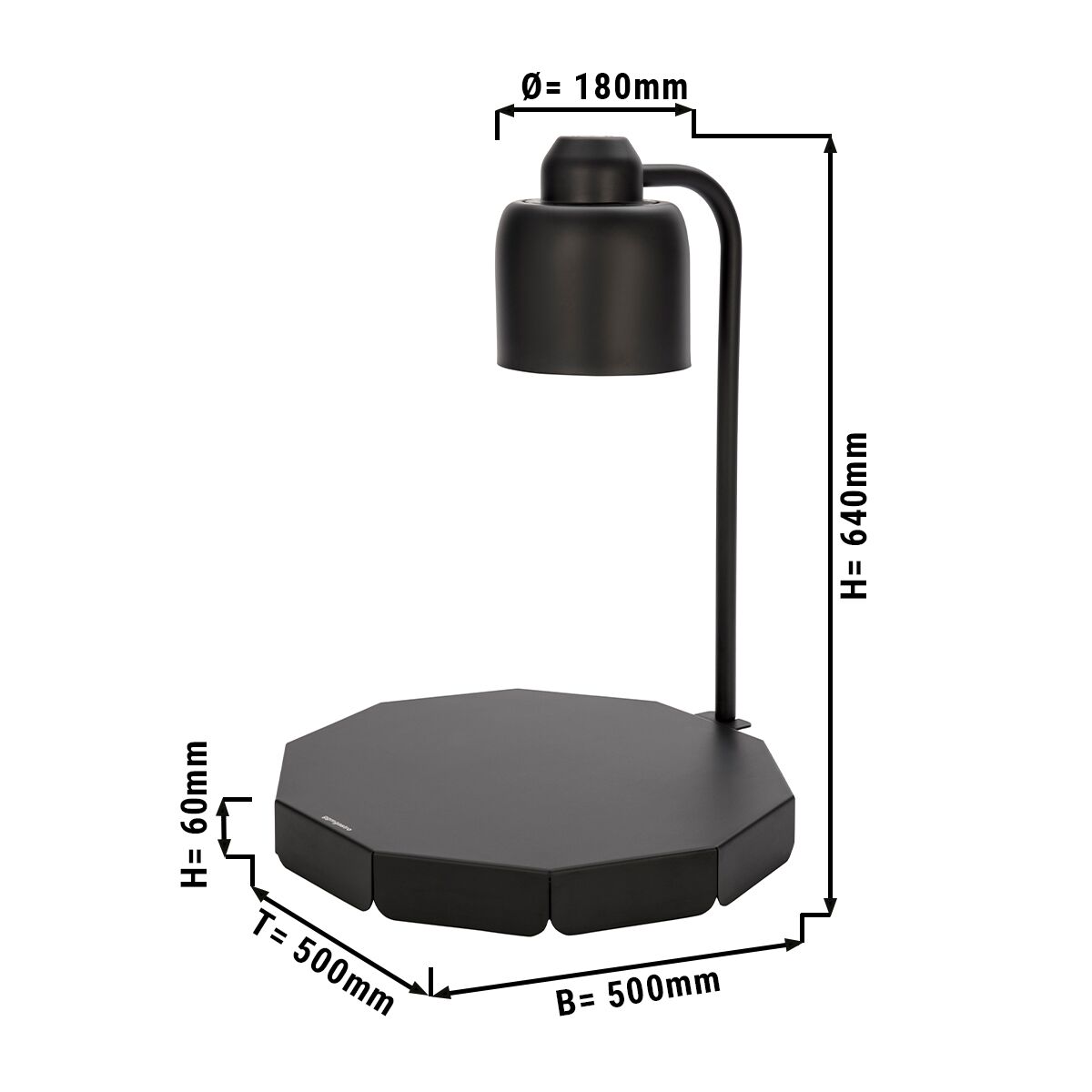 Lampe chauffante infrarouge de buffet – 250 watts – ronde – Noir