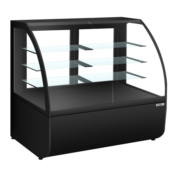 Vitrina para tartas - 1840mm - frontal negro - con iluminación LED y 3 estantes
