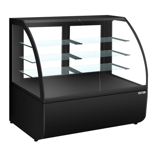 Refrigerated Counter & Pastry Display Case - 1840mm - Black front - with 3 Shelves