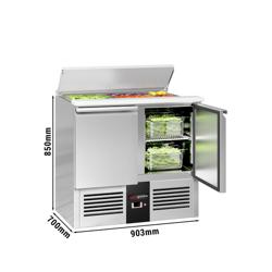 Saladette PREMIUM - 903mm - 2 portas - com admissão para 2x GN 1/1 & 3x GN 1/6 & Tampa em aço inoxidável