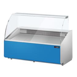 Banco gastronomia professionale - 1568x979mm - Statica - 324 L - Vetro dritto - Pannello frontale Hellblau RAL 5015 - Colore Dunkelgrau
